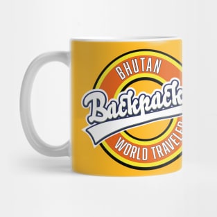 Bhutan backpacker world traveler logo. Mug